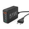 HAMA Ladegerät 5Ports 1xQC 3.0 3xUSB-A 1xUSB-C 51W schwarz