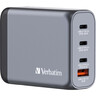 VERBATIM Ladeadapter 100W GaN 3xUSB-C PD/1xUSB-A QC grau
