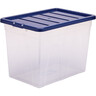 BANKERS BOX Plastik-Aufbewahrungsbox 64L. PP transp./Deckel dunkelblau