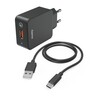 HAMA Schnellladegerät mit Ladekabel USB-C 19,5W/1,5m schwarz