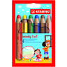 STABILO Farbstift woody 3in1 10mm. 6 Farben sortier, 6St/Pck