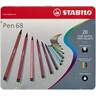 STABILO Fasermaler Pen Etui 6820-6 M 1mm Rundspitze sortiert, 20St/Pck