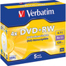 VERBATIM DVD+RW 43229 4x 4,7GB 120Minuten Juwelcase, 5St/Pck