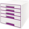 LEITZ Schubladenbox WOW CUBE 52142062 5Schubfächer weiß/violett