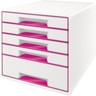 LEITZ Schubladenbox WOW CUBE 52142023 5Schubfächer weiß/pink