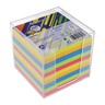 WESTCOTT Notizzettelbox 95x95x95mm transparent 800Bl. farbig