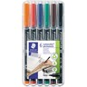STAEDTLER Folienschreiber Lumocolor 317 WP6 1mm sortiert, 6St/Pck