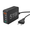 HAMA Ladegerät 5Ports 1xQC 3.0 3xUSB-A 1xUSB-C 51W schwarz