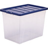 BANKERS BOX Plastik-Aufbewahrungsbox 64L. PP transp./Deckel dunkelblau