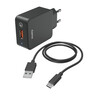 HAMA Schnellladegerät mit Ladekabel USB-C 19,5W/1,5m schwarz