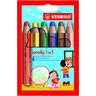 STABILO Farbstift woody 3in1 10mm. 6 Farben sortiert. 6St/Pck