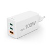 HAMA Schnellladegerät GaN 2xUSB-C 1xUSB-A Mini-Ladegerät PD 100W, weiß